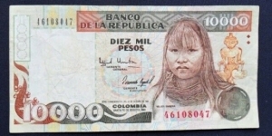 BANKNOTE COLOMBIA 10000 PESOS 1993 P437A REF CO-525 FOR SALE Banknote