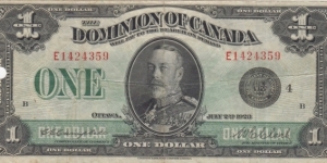 DC-25o $1 (Black Seal) with punch hole Banknote