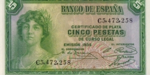 P-85 5 Pesetas (Gem UNC) Banknote