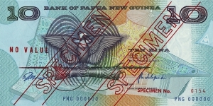 Papua New Guinea N.D. 10 Kina.

Specimen. Banknote