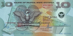 Papua New Guinea N.D. (2000) 10 Kina.

Specimen. Banknote