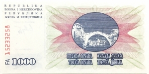 1000 Dinara Banknote