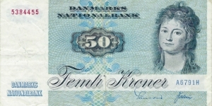 DENMARK 50 Kroner 1972 Banknote