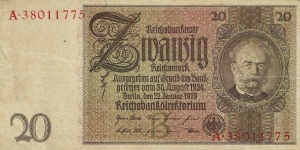 GERMANY 20 Reichmark 1929 Banknote