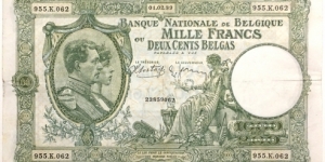 1000 Francs / 200 Belgas (1939) Banknote