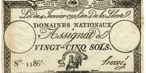 25 Sols(Assignat 1792) Banknote