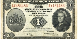 1 Gulden(Netherlands Indies 1943 / Serial 484483)  Banknote