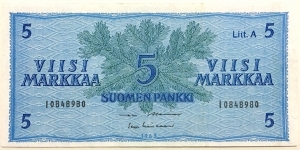 5 Markkaa(1963) Banknote