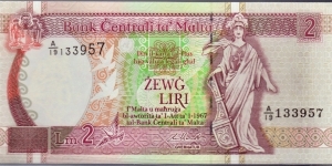 P-45d 2 Maltese Pounds Banknote