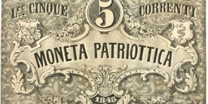 5 Lire Correnti (Kingdom of Lombardy-Venice 1848) Banknote