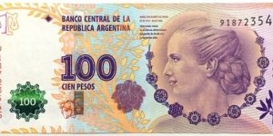 100 Pesos (60th Anniversary of Eva Perons Death) Banknote