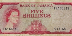 JAMAICA 5 Shillings 1964 Banknote