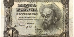 1 Peseta (Don Quijote de la Mancha Peseta issue) Banknote