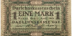1 Mark (Occupation of Lithuania 1918) Banknote