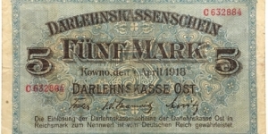 5 Mark (Occupation of Lithuania 1918) Banknote