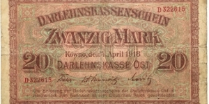 20 Mark (Occupation of Lithuania 1918)  Banknote