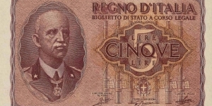Italy 5 Lire Banknote