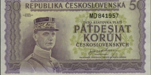 Czechoslovakia 50 Korun - Milan Rastislav Štefánik Banknote