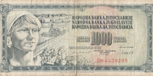 Yugoslavia 1000 dinara 1981 Banknote