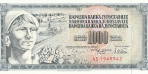 Yugoslavia 1000 dinara 1978 Banknote