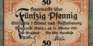 50 Pfennig Notgeld City of Neumarkt/Środa Śląska Banknote