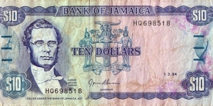 Jamaica 1994 10 Dollars. Banknote