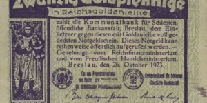 20 Goldpfennige - Notgeld for Silesia (Schlesien, Śląsk) Banknote