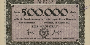 500.000 Mark - Neisse/Nysa Banknote