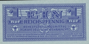 Germany - Third Reich. 1 Reichspfennig for Wehrmacht. Banknote