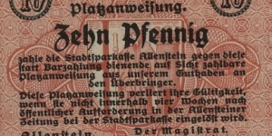 10 Pfennig - Allenstein/Olsztyn Banknote