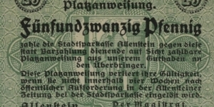 25 Pfennig - Allenstein/Olsztyn Banknote