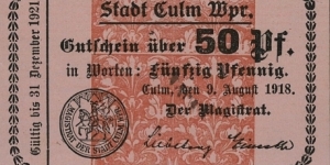 50 Pfennig - Culm Banknote