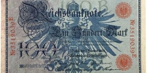 100 Mark(German Empire 1908 / Red seal) Banknote
