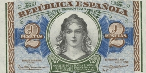 2 Pesetas Banknote