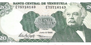 VENEZUELA 20 Bolivares
1995 Banknote