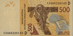 West African States 500 Francs CFA (letter D for Mali) Banknote