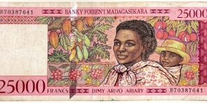 25.000 Francs / 5000 Ariary Banknote