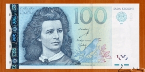 Estonia | 100 Krooni, 2007 | Obverse: Lydia Emilie Florence Jannsen (known as Lydia Koidula (