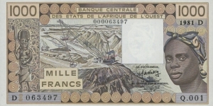 1000 Francs (D - Mali) Banknote