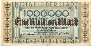 1.000.000 Mark (City Main Cashier / Nuremberg - Weimar Republic 1923) Banknote