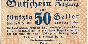 50 Heller (Salzburg-Notegeld) Banknote