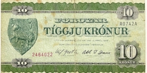 10 Kronur / Faroe Islands (Issue of 1974) Banknote