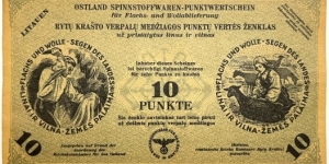 10 Punkte (Eastern Region Fabric Point Token / Reichskommissariat OSTLAND 1943) Banknote