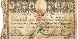 20.000 Reis (Portugal Empire / Revalidado 1826) Banknote