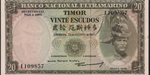 East Timor (Timor Leste) 20 Escudos Banknote