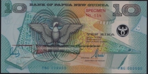 10 Kina Polymer Specimen note Banknote