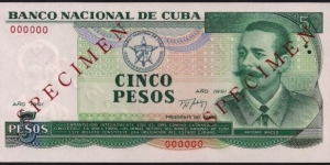 5 Peso Specimen Note Banknote