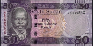 50 South Sudanese Pounds. Sth Sudan is the newest internationally recognized country in the world. Banknote