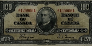 Canada 100 Dollars 1937 Banknote