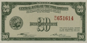 Philippines 20 centavos 1949 Banknote